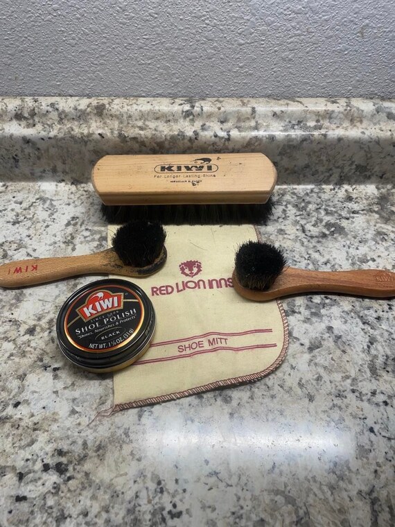 Brosse à Chaussures Ancienne En Crin De Cheval – Manche Courbé – Vintage