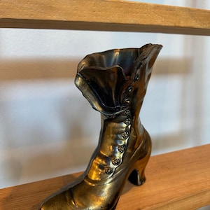 Cast Brass toned tall VICTORIAN boot high top shoe