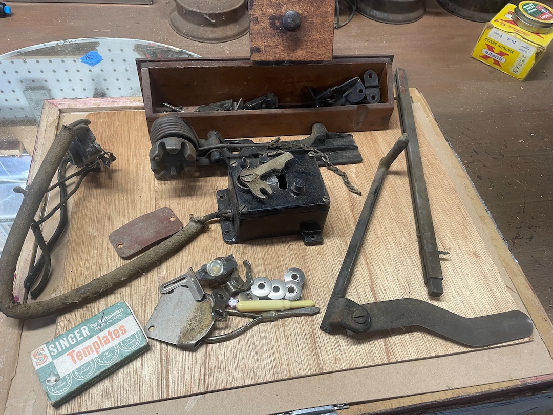 Antique Sewing Machine Parts Drawers Hardware Motor Etsy