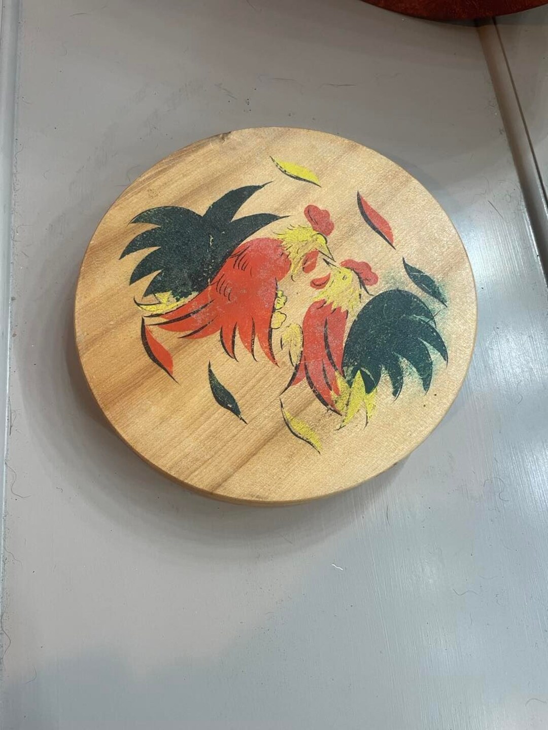 1950's Red Roosters Wood Hamburger Press Etsy