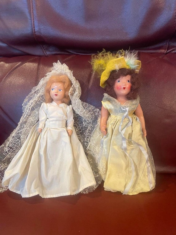 Vintage HOLLYWOOD Composition doll 1940's and a 2nd vintage BRIDE doll  Storybook doll
