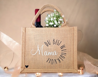 Jute-Geschenktasche Mama, inkl. Geschenkverpackung