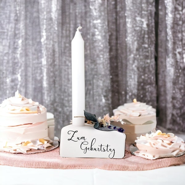 Kerzenhalter Tortenstück, Zum Geburtstag, Pustekuchen, individuelle Gestaltung