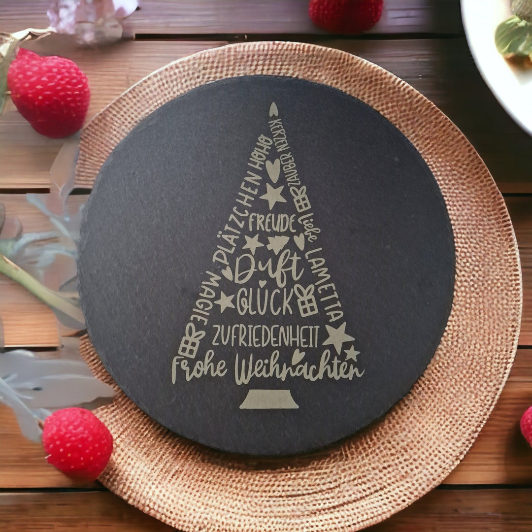 Schieferteller Weihnachten mit Spruch, Teller aus Schiefer, Spruch