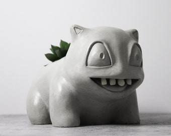 Jardinera de hormigón Bulbasaur para suculentas – Decoración moderna para el hogar