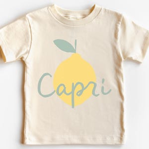 Super Cute Italian Theme Toddler T-Shirt, Infant Bodysuit | Capri Kid’s Baby Shirt | Boho Lemons Amalfi Coast Italia Tee | Italy Travel Top Natural