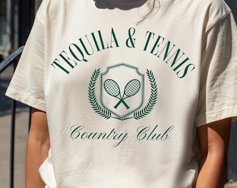 Tequila & Tennis Social Club Comfort Colors Short Sleeve T-Shirt, Girl’s Trip, Bachelorette Party