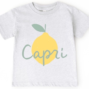 Super Cute Italian Theme Toddler T-Shirt, Infant Bodysuit | Capri Kid’s Baby Shirt | Boho Lemons Amalfi Coast Italia Tee | Italy Travel Top Ash