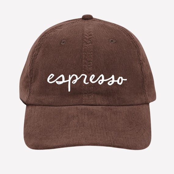 Embroidered Espresso Vintage Corduroy Cap | Italian Coffee  display picture 1