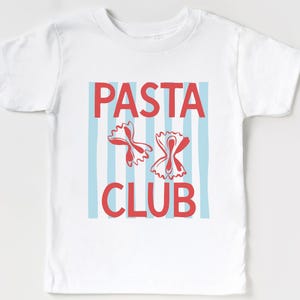 Pasta Club Kid’s T-Shirt | Boho Italian Foodie Toddler, Infant Shirt | Short Sleeve Cotton Summer Tee | Gift Idea for Spaghetti, Italy Lover White