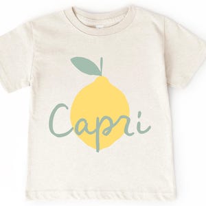 Super Cute Italian Theme Toddler T-Shirt, Infant Bodysuit | Capri Kid’s Baby Shirt | Boho Lemons Amalfi Coast Italia Tee | Italy Travel Top Natural Heather
