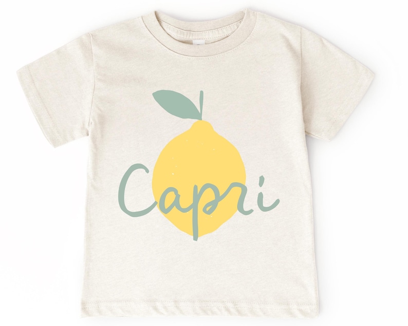 Super Cute Italian Theme Toddler T-Shirt, Infant Bodysuit | Capri Kid’s Baby Shirt | Boho Lemons Amalfi Coast Italia Tee | Italy Travel Top Natural Heather