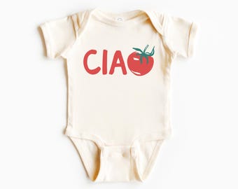 Ciao Infant Bodysuit, Kid’s T-Shirt | Super Cute Boho Italian Foodie, Italia, Tomato Shirt | Baby Shower Gift Idea Boy, Girl, Gender Neutral