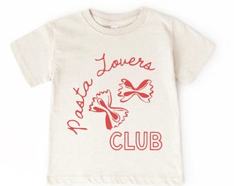 Camiseta infantil Pasta Lovers Club / Camiseta infantil italiana para amantes de la comida / Camiseta de verano de algodón de manga corta / Idea de regalo para los amantes de los espaguetis e Italia