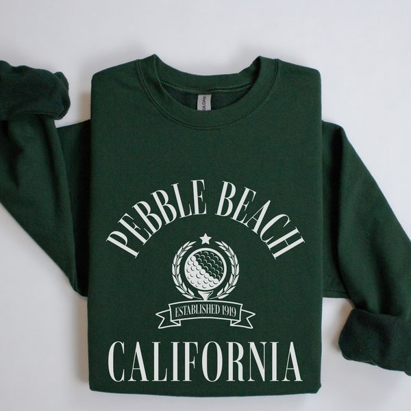 Pebble Beach, California Crewneck Sweatshirt | Vintage Style Golf Pullover | Country Club, Golfing Vacation Outfit | Gift for Her Him Golfer