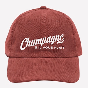 Embroidered Champagne S'il Vous Plaît Vintage Corduroy Cap | Gift for Sparkling Wine Lover | Weekend, Athleisure Baseball Hat | Bachelorette