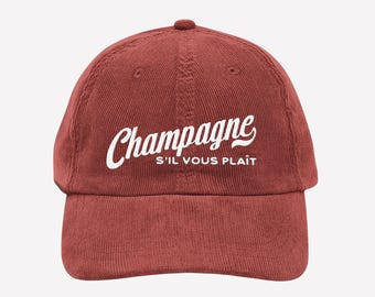 Embroidered Champagne S'il Vous Plaît Vintage Corduroy Cap | Gift for Sparkling Wine Lover | Weekend, Athleisure Baseball Hat | Bachelorette
