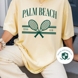 Palm Beach Tennis Club Comfort Colors Cotton T-Shirt | Girl’s Trip, Bachelorette Shirt, Gift image 1