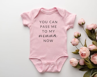 You Can Pass Me to My Nonna Now Infant Fine Jersey Bodysuit in Pink | Italian Grandma Gift | Pregnancy Announcement  | Italian Baby Gift