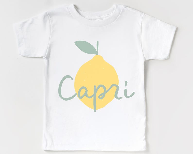 Super Cute Italian Theme Toddler T-Shirt, Infant Bodysuit | Capri Kid’s Baby Shirt | Boho Lemons Amalfi Coast Italia Tee | Italy Travel Top White