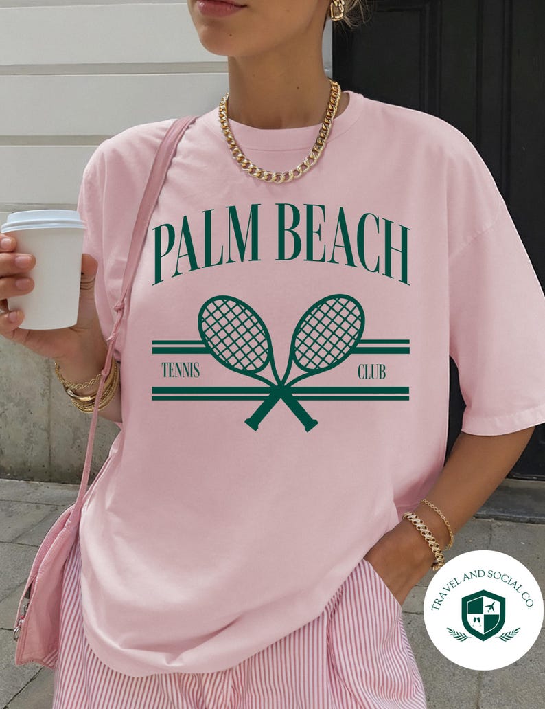 Palm Beach Tennis Club Comfort Colors Cotton T-Shirt | Girl’s Trip, Bachelorette Shirt, Gift image 8