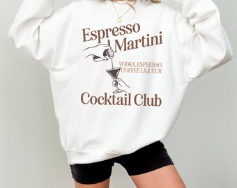 Espresso Martini Social Club Crewneck Sweatshirt | Bachelor, Bachelorette, Girls Trip Outfit | Trendy Vintage, Retro, Oversized Fit Pullover