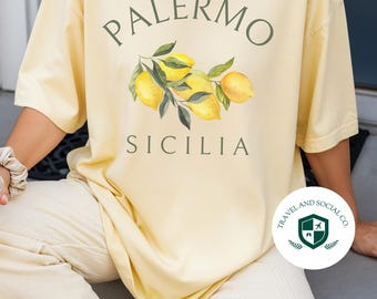 Palermo, Sicilia Comfort Colors Short Sleeve T-Shirt | Sicily, Italy Lemons Tee | Gift for Her, Traveler, Italian | Travel Day Outfit, Women