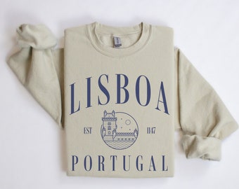 Lisboa, Portugal Pullover ras du cou | Hommes, Femmes | Cadeau pour voyageur | Tenue de voyage, sport-loisirs | Pull surdimensionné Lisbon