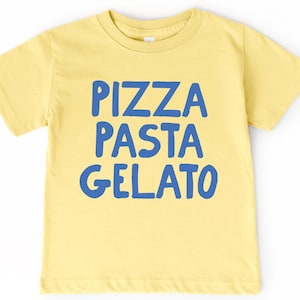 Pizza Pasta Gelato Infant, Toddler T-Shirt | Boho Italian Foodie Shirt | Gift Idea for Baby, Kid, Girl, Boy | Italy Travel, Vacation Outfit