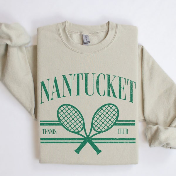 Sweat ras du cou du club de tennis de Nantucket, pull vintage style délavé, tenue de célibataire, sport de loisirs, cadeau pour elle, coupe unisexe