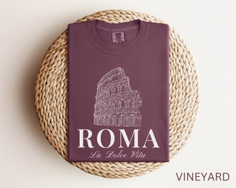 Roma, La Dolce Vita Comfort Colors Short Sleeve T-Shirt | Rome, Italy, Colosseum Tee | Gift for Her, Him, Traveler, Italian Enthusiast