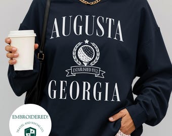 Augusta, Georgia Crewneck Sweatshirt | Vintage Golfing Pullover, National Golf Club Top | Golfer Gift