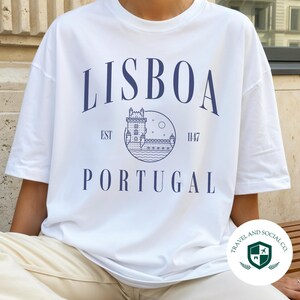Camiseta de algodón con colores cómodos de Lisboa, Portugal / Camisa de viaje de Lisboa / Regalo para ella o él viajero imagen 3