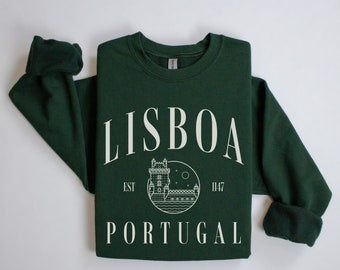 Lisbonne, Portugal Pull Crewneck Sweatshirt | Hommes, Femmes | Cadeau pour voyageur | Voyage, tenue d’athlétisme | Pull surdimensionné Lisbonne