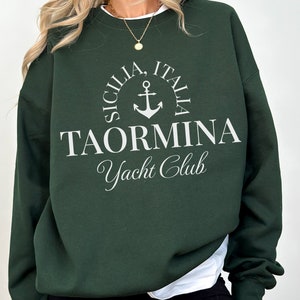 Taormina Yacht Club Crewneck Sweatshirt | Sicily, Italy Pullover Sweater | Beach, Sailing Club | Gift for Her, Him, Italian Traveler, Trip