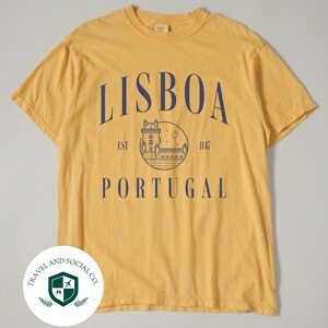 Camiseta de algodón con colores cómodos de Lisboa, Portugal / Camisa de viaje de Lisboa / Regalo para ella o él viajero imagen 10