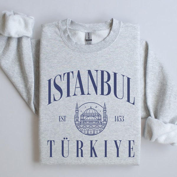 Istanbul, Türkiye Pullover Crewneck Sweatshirt | Mens, Womens | Gift for Traveler | Travel Athleisure, Oversized Sweatshirt | Vintage Style