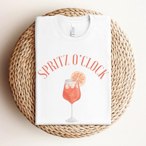 Spritz O’clock Short Sleeve T-Shirt | Aperitivo, Campari, Aperol Tee  | Bachelorette, Girl’s Trip Outfit | Gift for Spritz Lover | Women’s