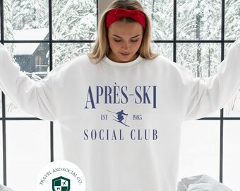 Après-Ski Social Club Crewneck Pullover Sweatshirt | Bachelor, Bachelorette Outfit | Vintage Style Skiing Sweater