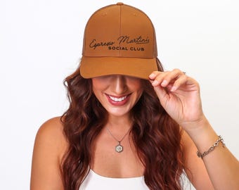 Embroidered Espresso Martini Social Club Trucker Cap | Gift for Her, Cocktail Lover | Embroidery Vintage Retro Design | Bachelorette Hat