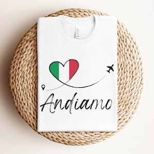 Andiamo Short Sleeve Tee, Tank, Sweatshirt, Hoodie | Italian Flag, Plane T-Shirt | Matching Family Travel Outfit, Italy Vacation | Adult Kid