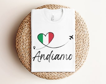 Andiamo Short Sleeve Tee, Tank, Sweatshirt, Hoodie | Italian Flag, Plane T-Shirt | Matching Family Travel Outfit, Italy Vacation | Adult Kid