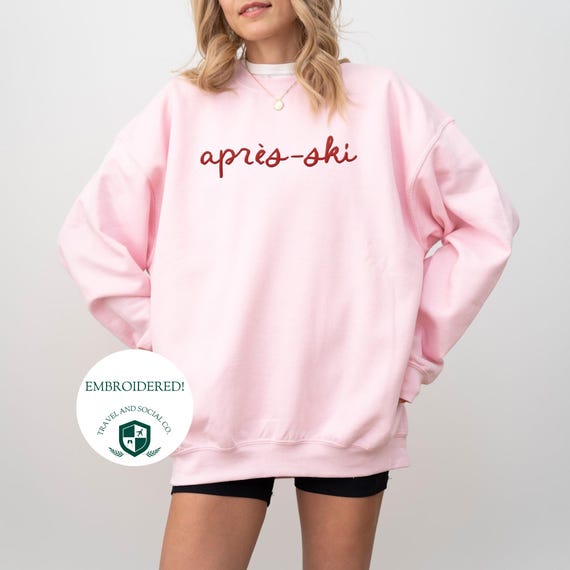 Embroidered Après-ski Crewneck Sweatshirt Skiing Embroidery