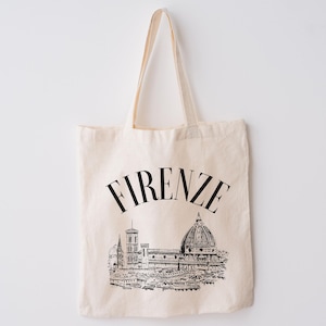 Firenze Cotton Canvas Tote  | Florence, Italy Duomo | Grocery, Farmers Market Tote | Tuscany Wedding Welcome Bag | Italian Gift, Souvenir