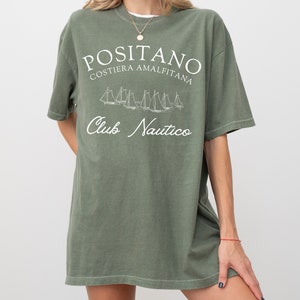Positano Amalfi Coast Club Nautico T-Shirt, Yacht Club Tee, Traveler Gift Moss