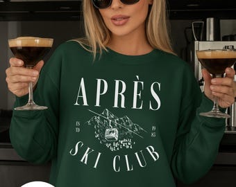 Après-Ski Club Crewneck Sweatshirt | Vintage Retro Style Skiing Pullover, Ski Trip Bachelorette, Bachelor