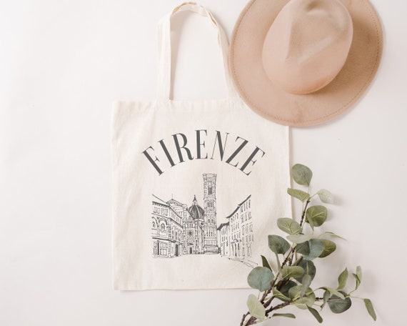 Firenze Canvas Tote Bag Florence Italy Grocery and Trave Tote
