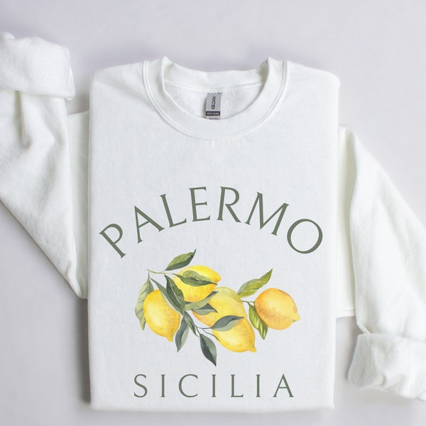 Palermo, Sicilia Crewneck Sweatshirt | Italian Lemons Pullover | Gift for Traveler, Italian Enthusiast | Women’s Athleisure, Travel Outfit