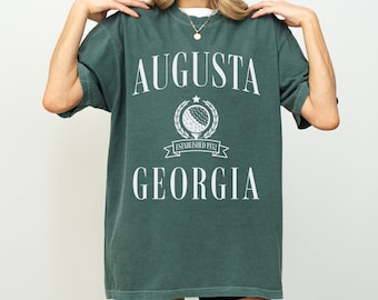 Camiseta de manga corta con colores cómodos de August Georgia / Camiseta de golf estilo retro vintage Old Money / Camiseta deportiva con gráficos de moda / Viaje de golf