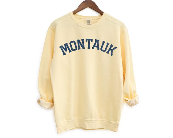 Montauk Comfort Colors Crewneck Sweatshirt | Vintage Faded Grunge Style Pullover Sweater | Hamptons, New York Sailing, Yacht, Athleisure Top